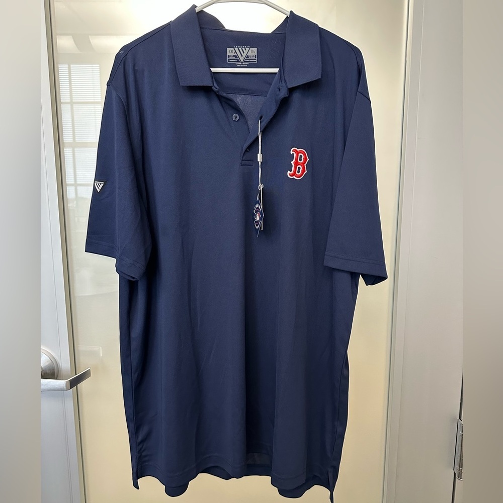 NWT Levelwear Men's Boston Red Sox Omaha Performance Polyester Polo Navy XXL